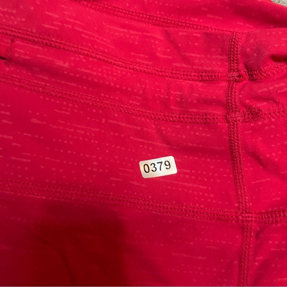 Zyia Active Red Space Dye High Waisted Pocket Leggings Size 12 Drawstring 7/8 - Picture 8 of 8